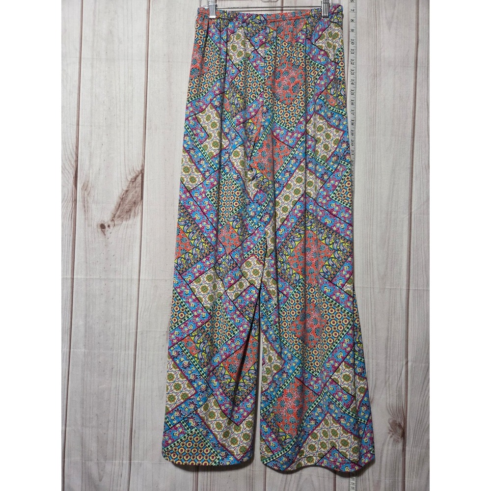 Boho Chic Patchwork Wide Leg Palazzo Pants Ladies Medium‎ Colorful Bohemian